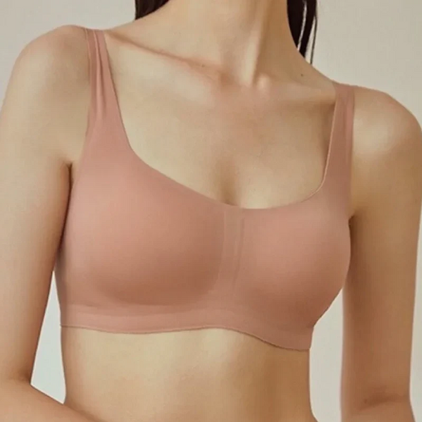 SHAPE Un-Lined Bra in pink, close-up showing stretch fabric texture