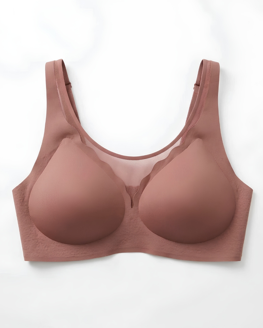 GlowCut Seamless Bra in Brown, front view, SHAPE