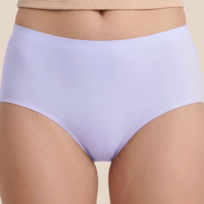 Seamless Panties in Purple, front view, worn by a model, SHAPE Lingerie