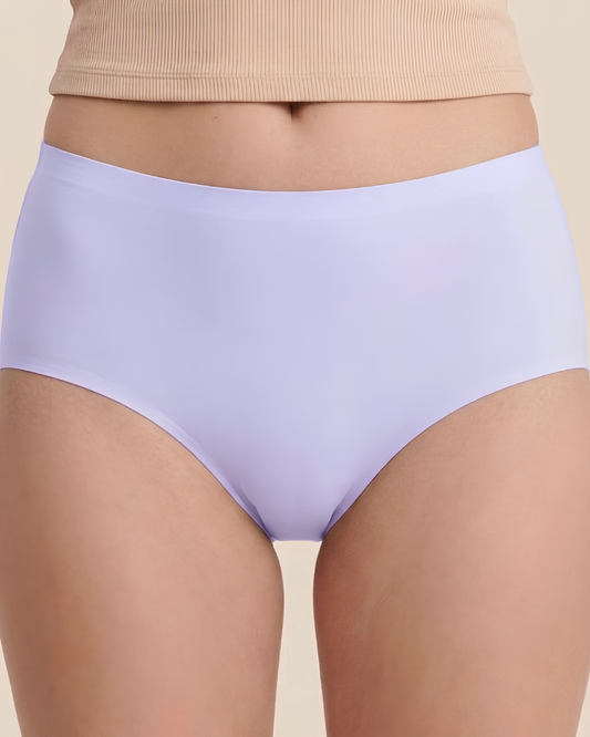 Seamless Panties in Purple, front view, worn by a model — SHAPE Lingerie