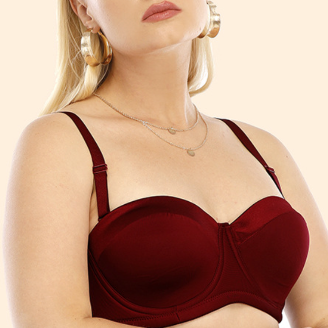 Plus Size Strapless Bra in Maroon