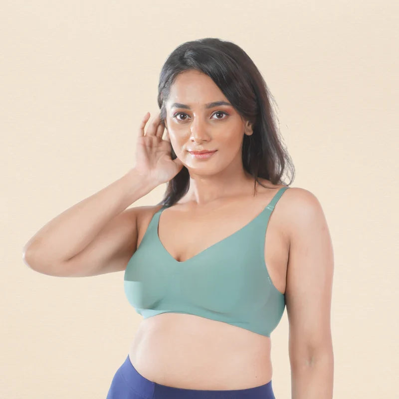 SHAPE Bae-Sic Bra on model, front view in beige