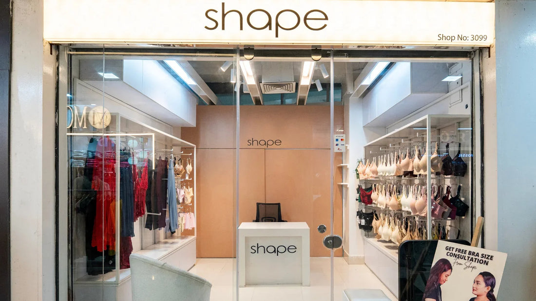 SHAPE Lingerie Dhanmondi storefront with bras and sleepwear in the windows