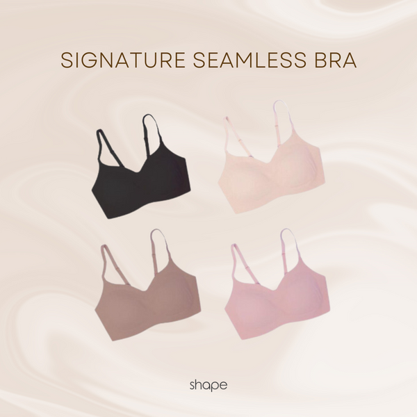 Model wearing the SHAPE Signature Seamless Bra, wide coverage wireless fit, front view