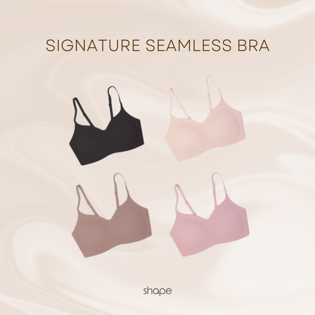 Model wearing the SHAPE Signature Seamless Bra, wide coverage wireless fit, front view