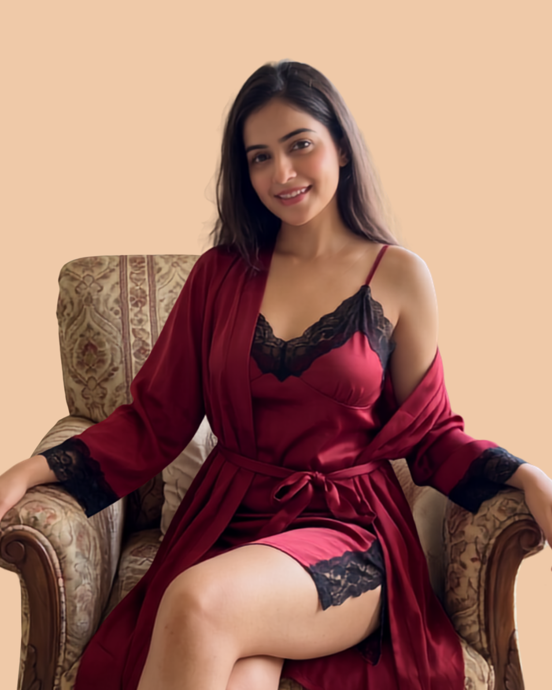 Bridal Lingerie Set (Slip Dress, Robe, Camisole & Shorts)