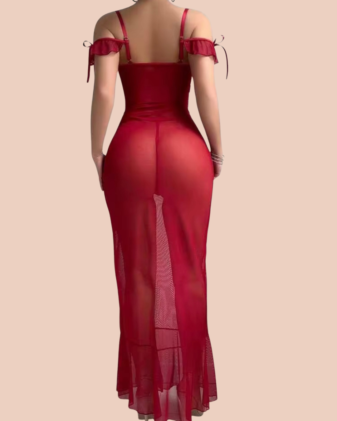 Corset Divine Fit Noir nightdress in red, worn by a model, SHAPE