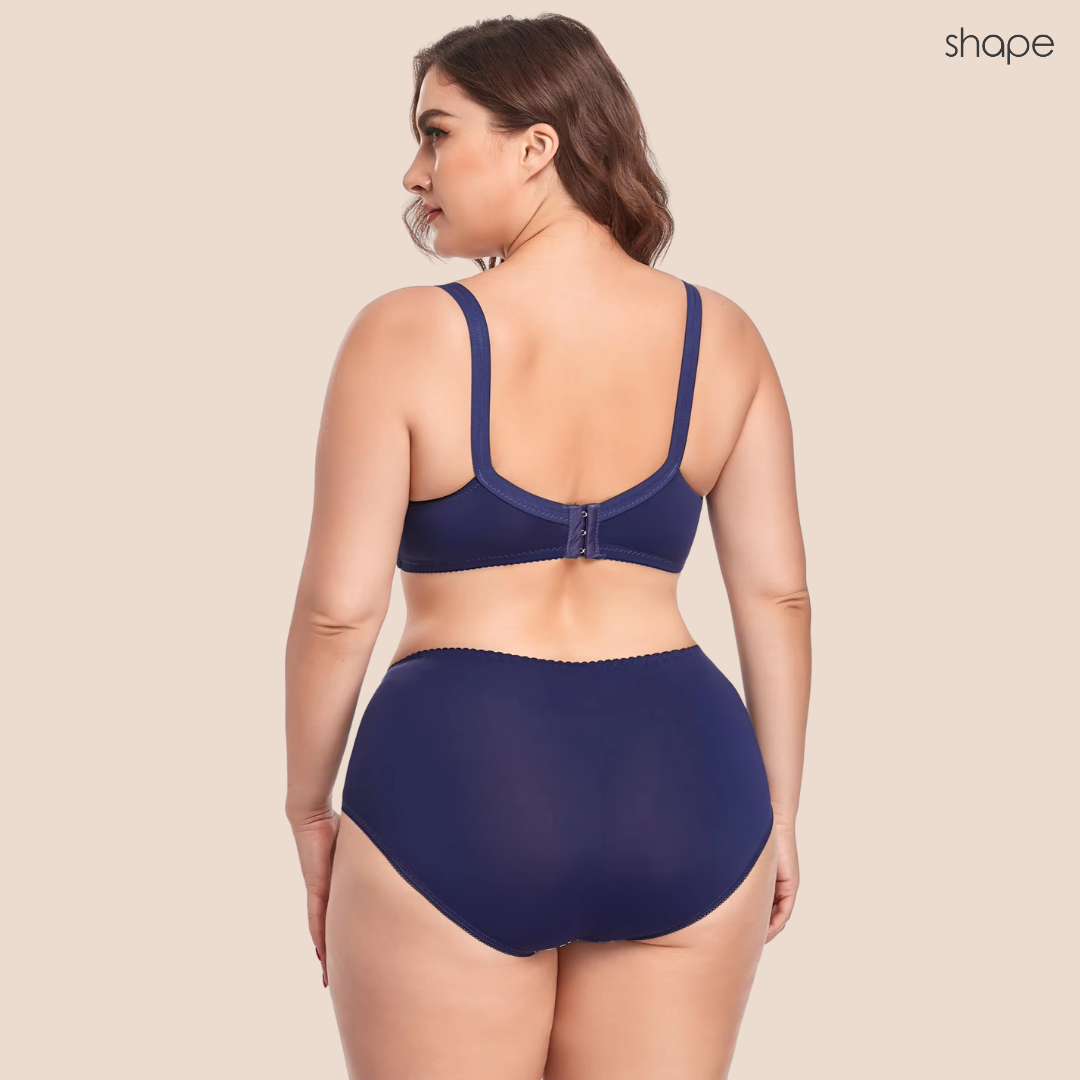 Velvetine Bra & Panty Set in Blue Floral