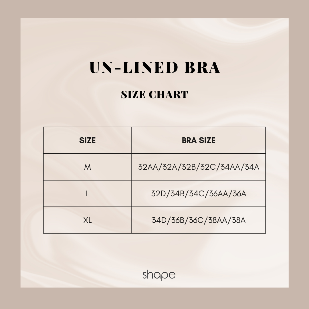 Un-Lined Bra Size Chart