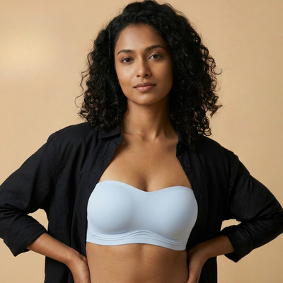 Woman wearing Bare Skin Strapless Bra SHAPE