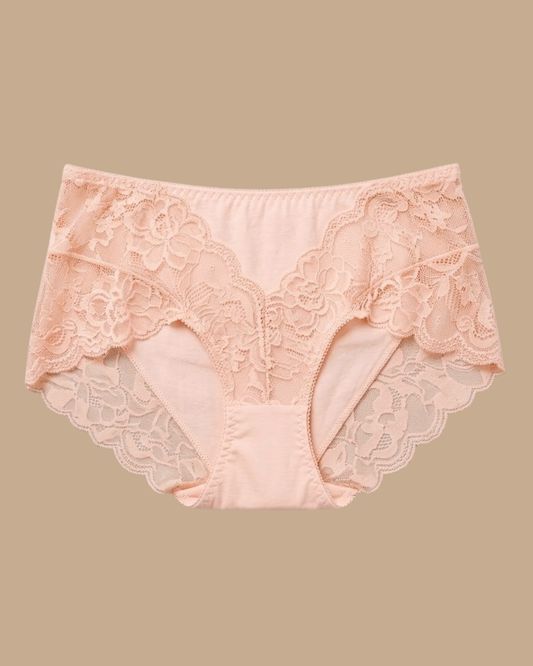 Lace Cotton Bottoms in Pink, worn by a model — SHAPE Lingerie