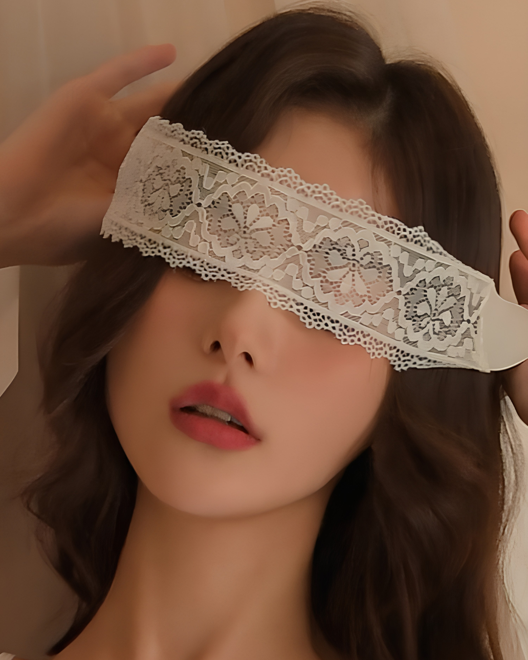 Noir soft lace eye mask, breathable finishing piece, SHAPE