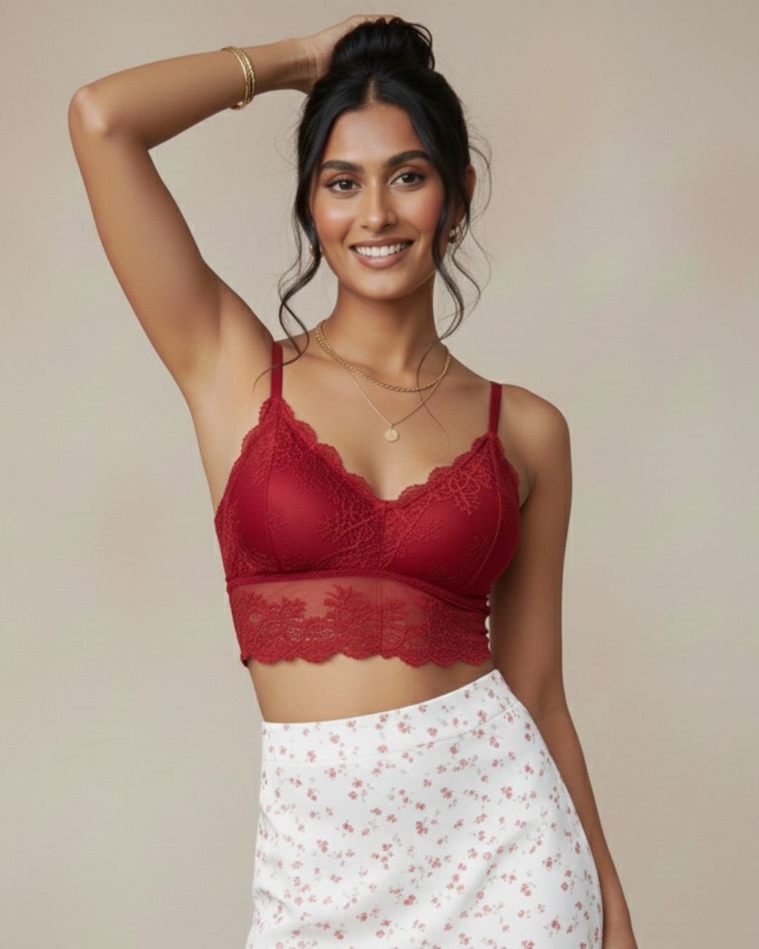 Soft mesh non-wired bralette in Red, SHAPE Lingerie