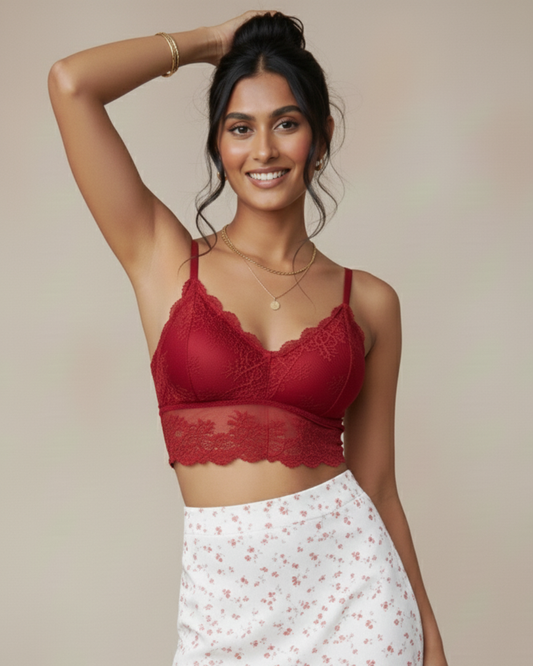 Soft mesh non-wired bralette in Red, SHAPE Lingerie