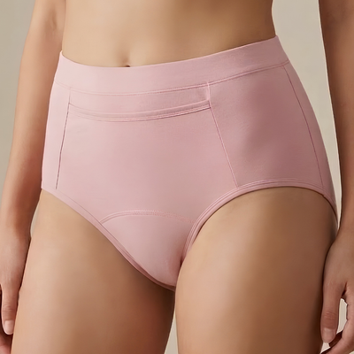 Plain Cotton Brief in Baby Pink, worn by a model — SHAPE Lingerie
