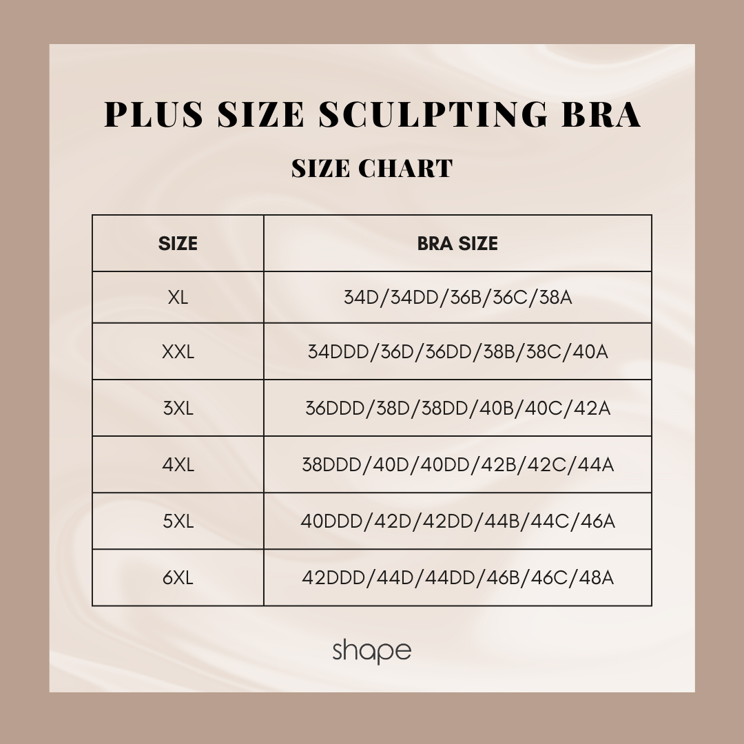 SHAPE Plus Size Sculpting Bra in Black, flat lay