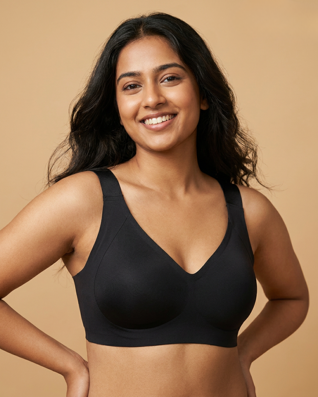 Plus Size Sculpting Bra worn by a model, SHAPE