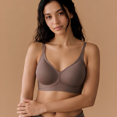 Seamless Air Bra in Coffee, worn by a model — SHAPE Lingerie