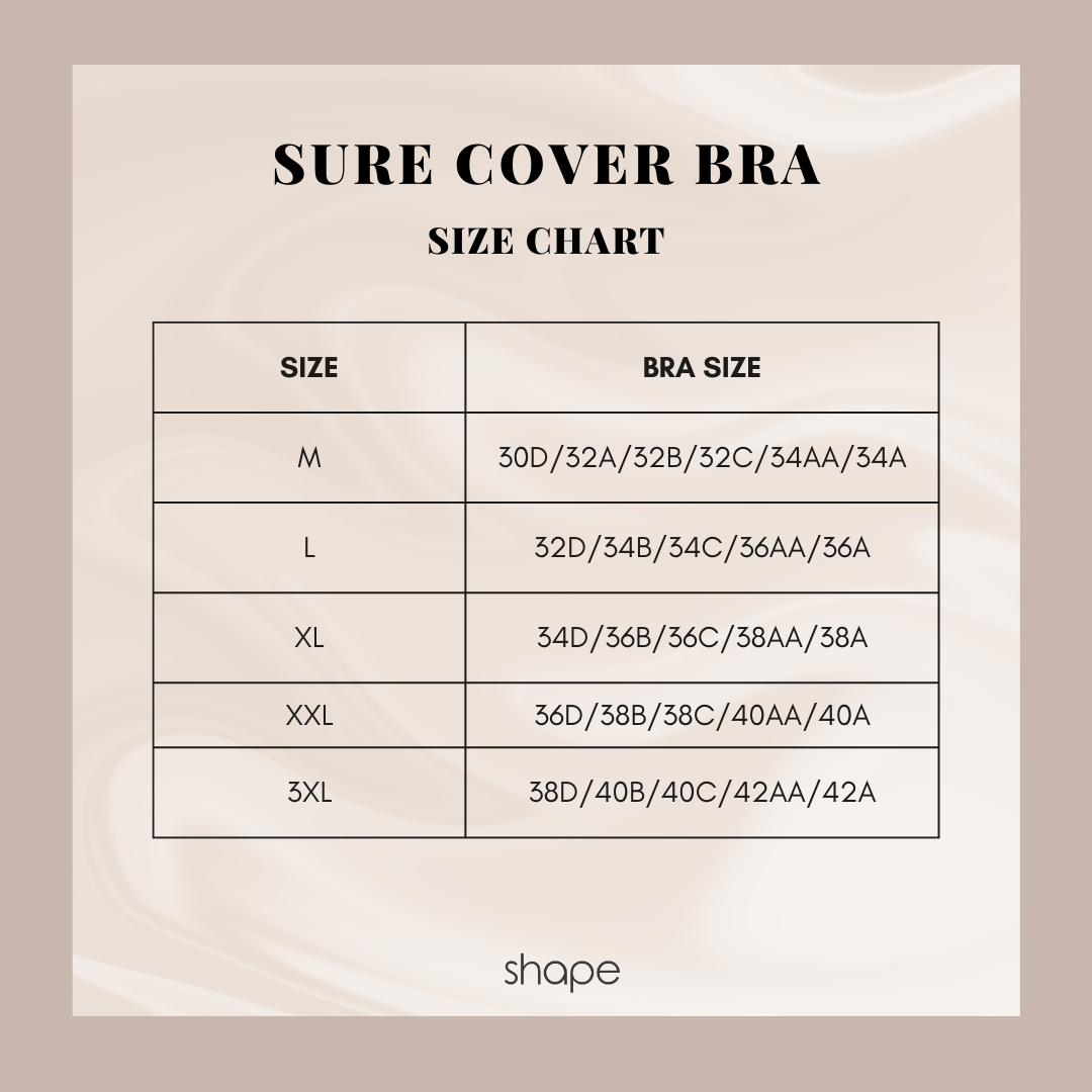 Sure Cover Bra size chart, SHAPE Lingerie