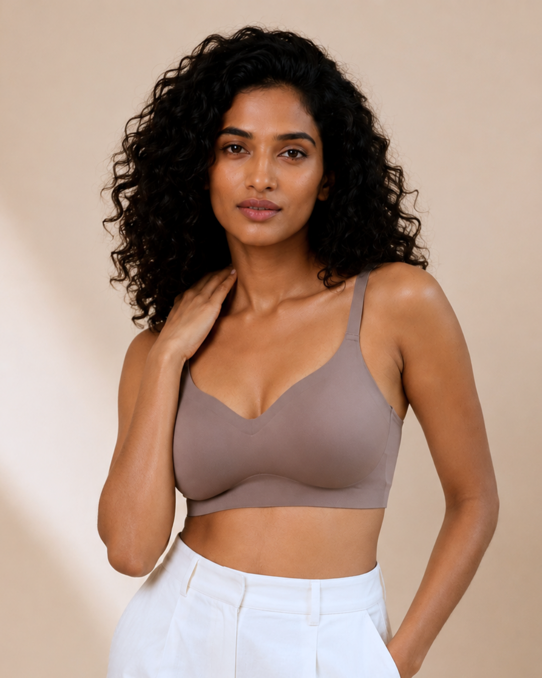 Signature Seamless Bra worn by a model, SHAPE